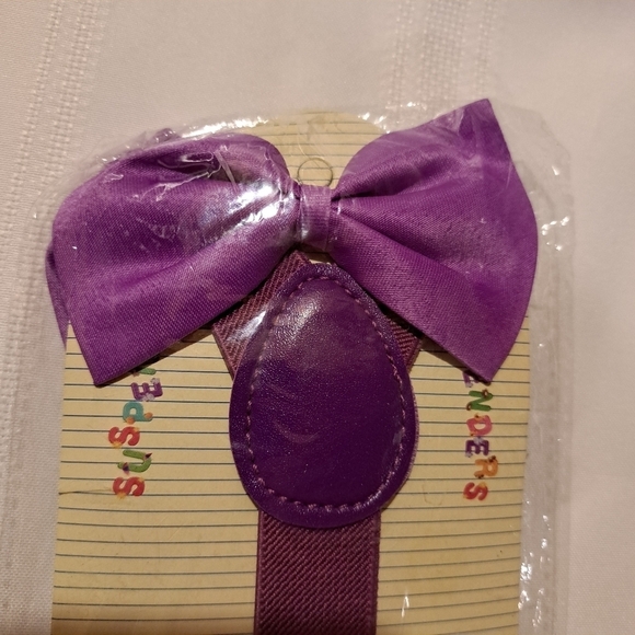 Easter bow tie & suspender set purple boys 0-12 months - Picture 3 of 3